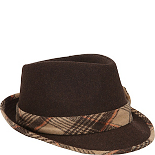 Wool Blend Fedora with Plaid Bow