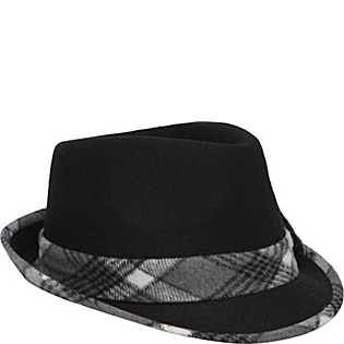 Wool Blend Fedora with Plaid Bow